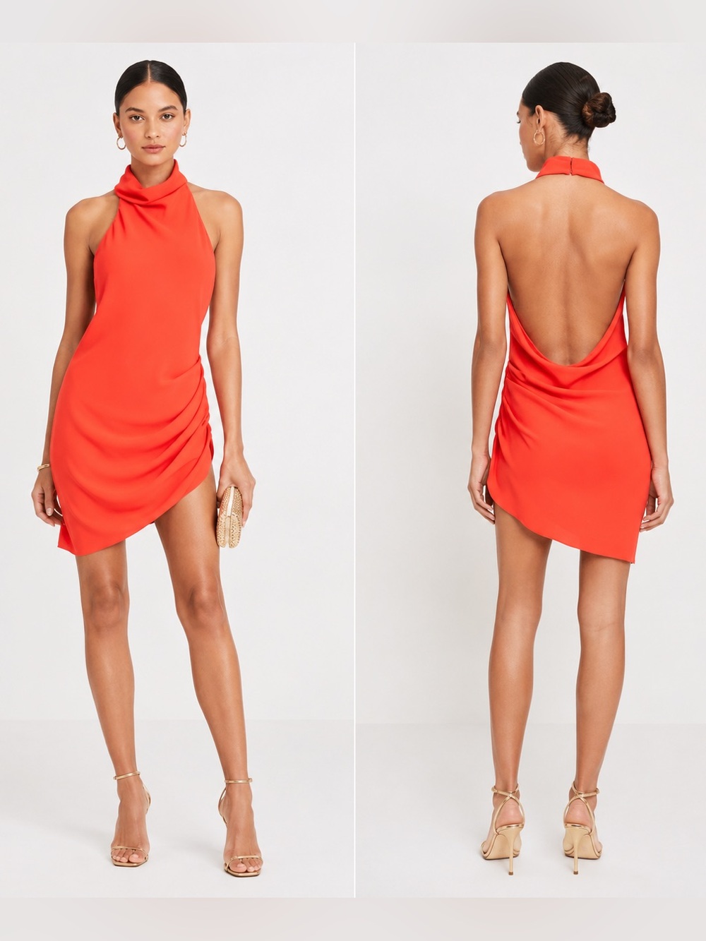 Amanda Uprichard Samba Dress XL‎ Crimson Halter Open Back Mini Dress